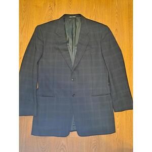 Armani Collezioni Sport Coat Mens 44L Gray Windowpane Wool